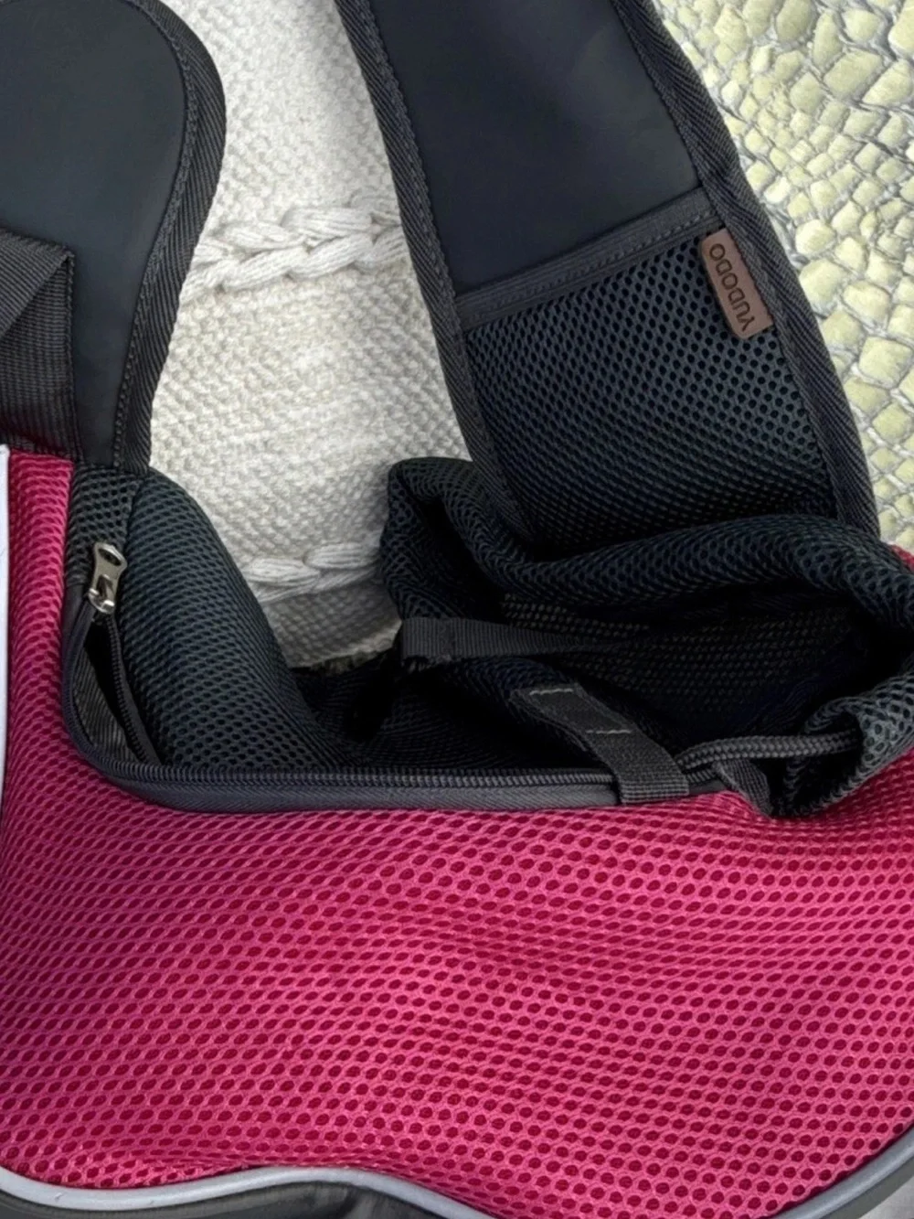 YUDODO New Adjustable Pet Sling Carrier , Neck, collar mesh extras Pink&Gray S